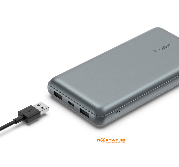 Внешний аккумулятор Belkin Power Bank 10000 15W Dual USB-A USB-C Grey (BPB011BTGY)