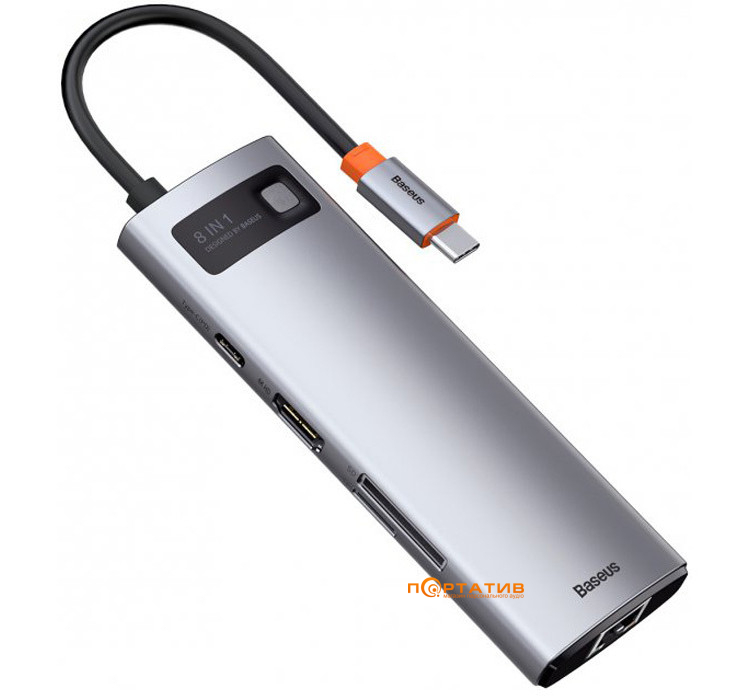 USB-хаб Baseus Metal Gleam Series 8-in-1 Multifunctional Type-C Hub Space Gray (CAHUB-CV0G)