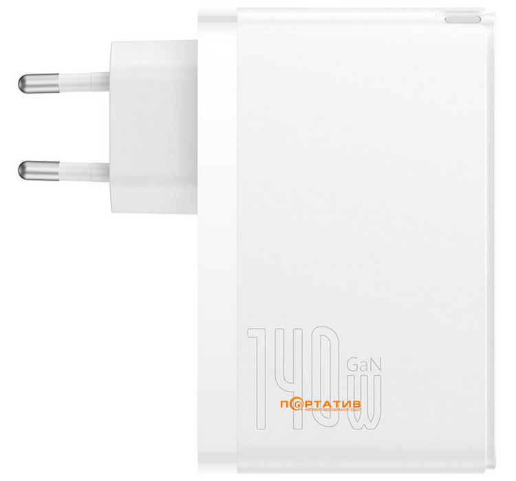 Зарядное устройство Baseus GaN5 Pro 140W (2x Type-C, USB-A) + Type-C Cable White (CCGP100202)