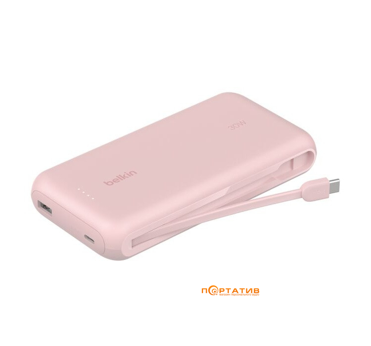 Зовнішній акумулятор Belkin Power Bank 20000 30W PD Integrated USB-C Pink (BPB024HQPK)