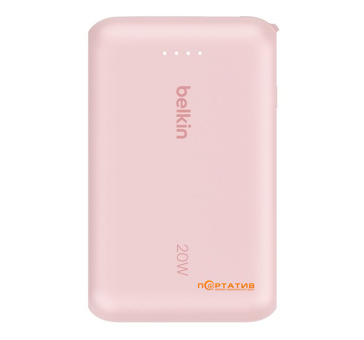 Зовнішній акумулятор Belkin Power Bank 10000 20W PD Integrated USB-C Pink (BPB021HQPK)