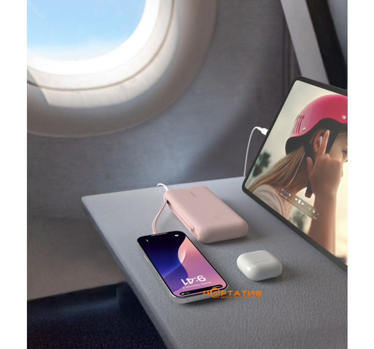 Зовнішній акумулятор Belkin Power Bank 20000 30W PD Integrated USB-C Pink (BPB024HQPK)