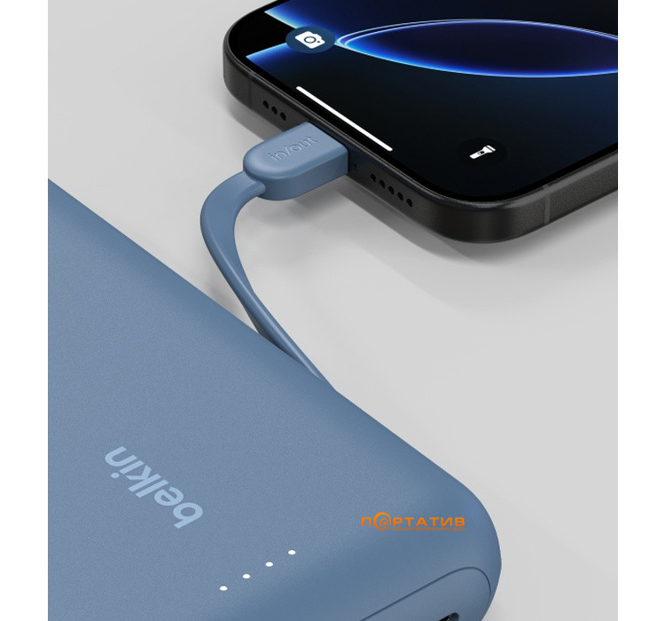 Зовнішній акумулятор Belkin Power Bank 20000 30W PD Integrated USB-C Blue (BPB024HQBL)