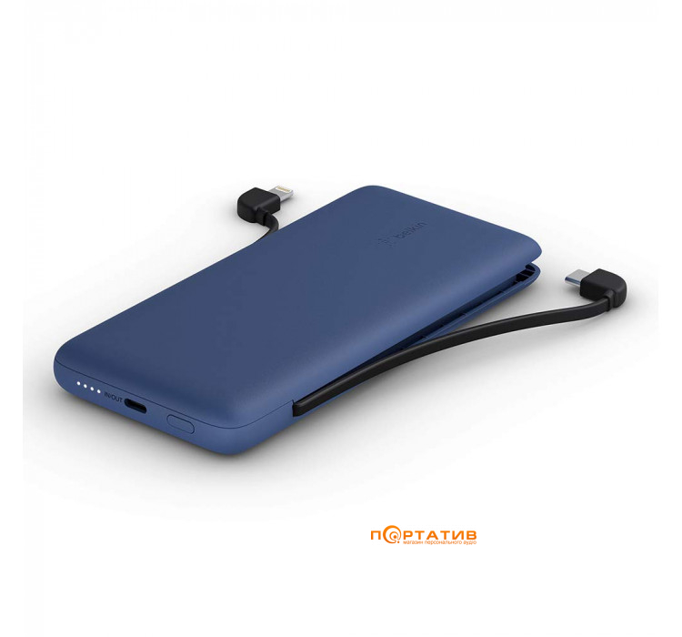 Внешний аккумулятор Belkin Power Bank 10000mAh 23W integrated cables Blue (BPB006BTBLU)