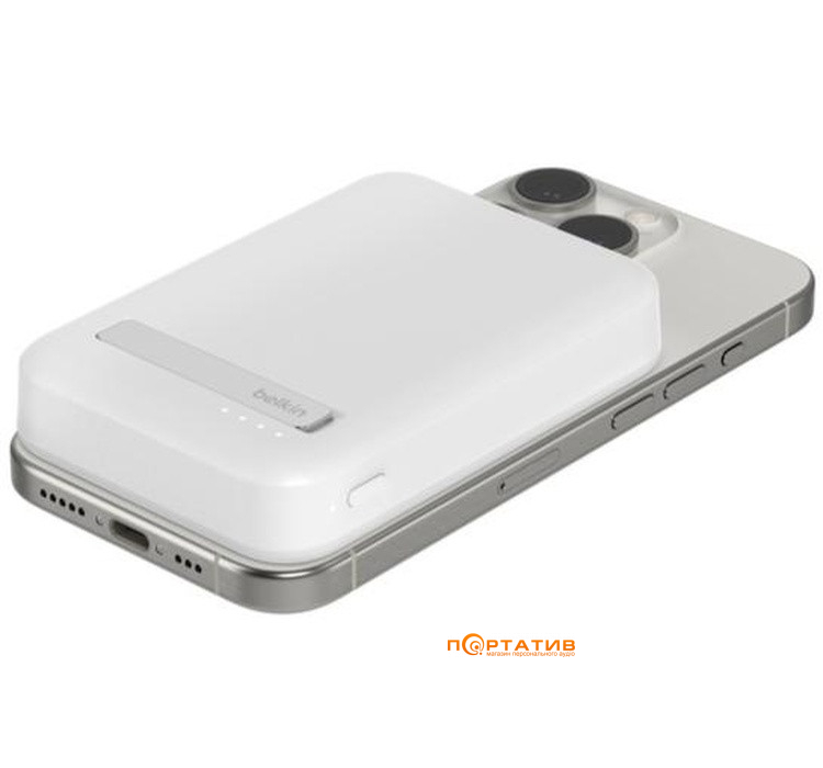 Внешний аккумулятор Belkin Power Bank 8000mAh 15W MagSafe Qi2, USB-C 20W PD White (BPD007BTWH)