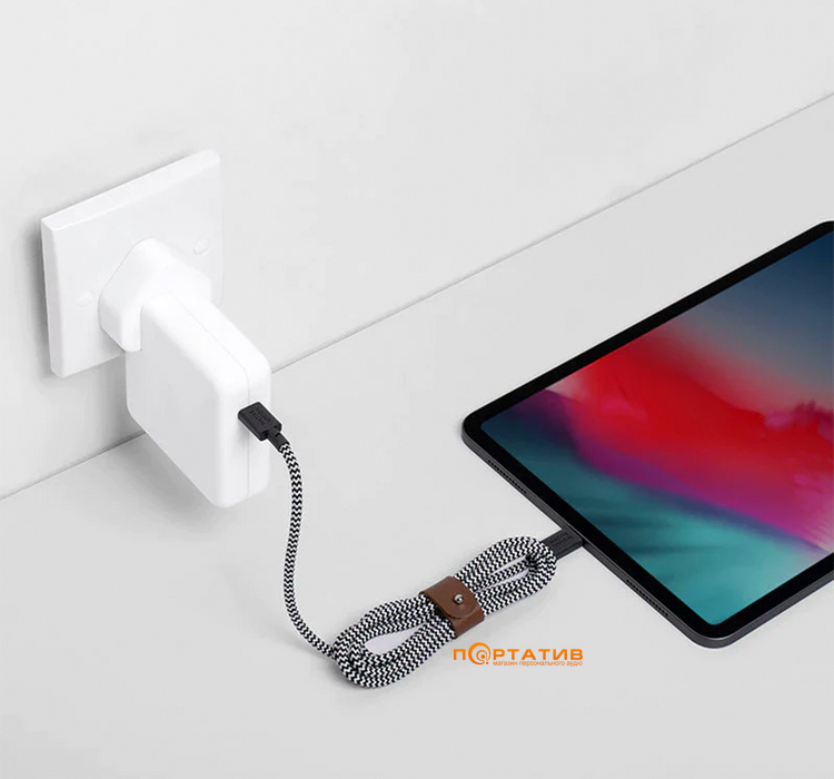 Кабель Native Union Belt Cable USB-C to USB-C Zebra (1.2 m) (BELT-C-ZEB-2-NP)