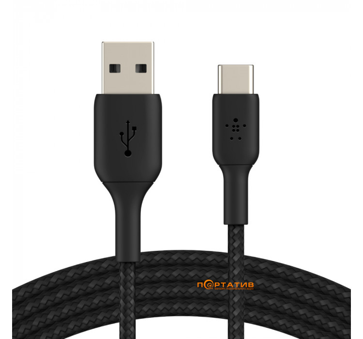 Belkin USB-A - USB-С Braided Cable 3 m Black (CAB002BT3MBK)