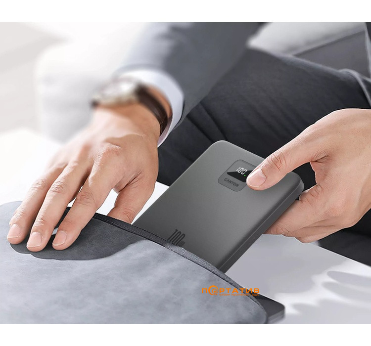 Зовнішній акумулятор Canyon PB-2008 20000mAh 100W Dark Grey (CNE-CPB2008DG)