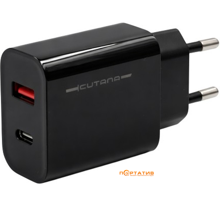 Зарядное устройство Cutana GaN 20W Dual-Port Power Adapter Black