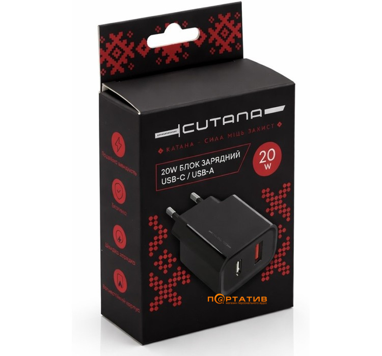 Зарядное устройство Cutana GaN 20W Dual-Port Power Adapter Black