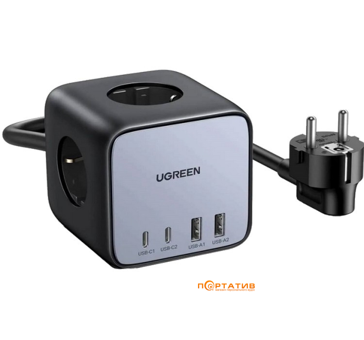 Зарядное устройство UGREEN CD268 DigiNest Cube 65W, 2xUSB-C, 2xUSB-A, 3xAC, Gray (60113)