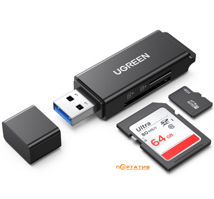 Ugreen CM104 USB 3.0 to TF + SD Dual Card Reader Black (40752)