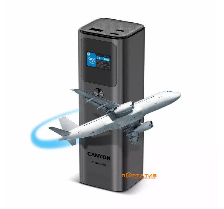Внешний аккумулятор Canyon PB-2010 27000mAh 140W Dark Grey (CNE-CPB2010DG)