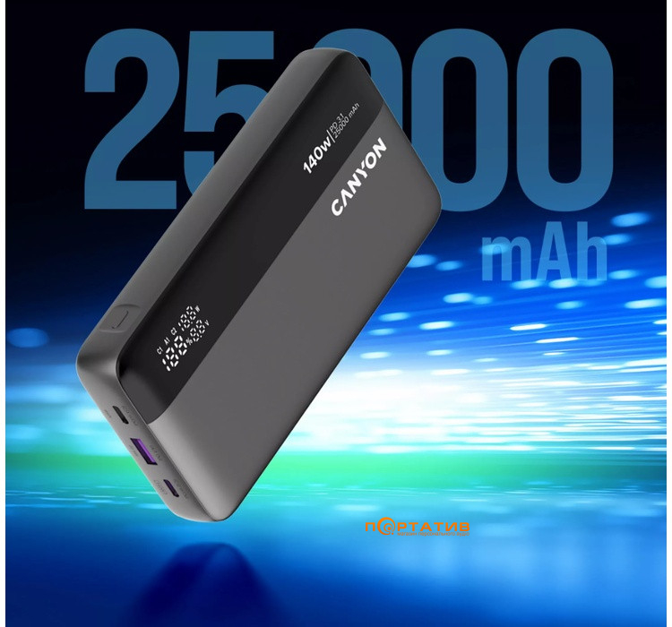 Внешний аккумулятор Canyon PB-240 25000mAh 140W Dark Grey (CNS-CPB240)