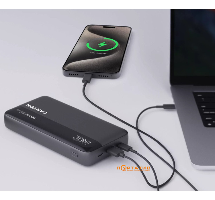 Внешний аккумулятор Canyon PB-240 25000mAh 140W Dark Grey (CNS-CPB240)