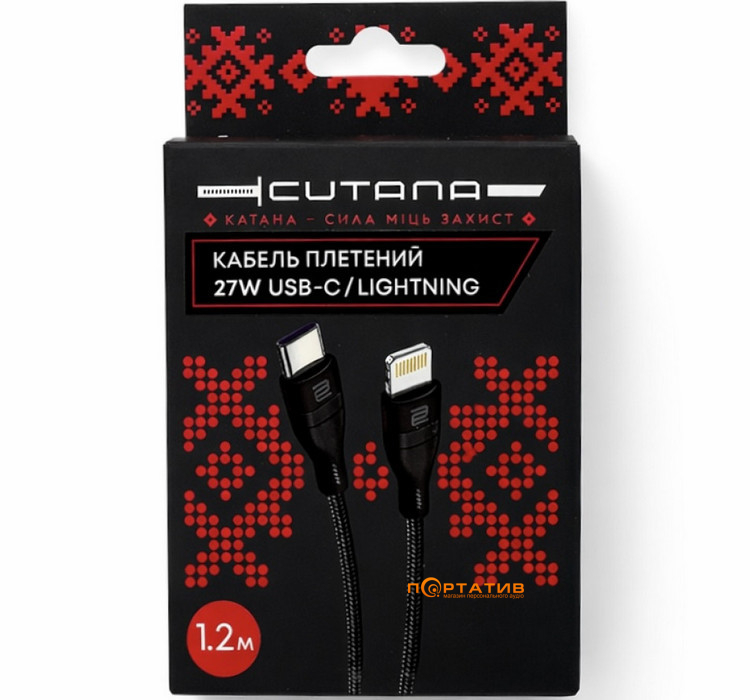 Кабель Cutana USB-C to Lightning Woven Cable Black 1.2m