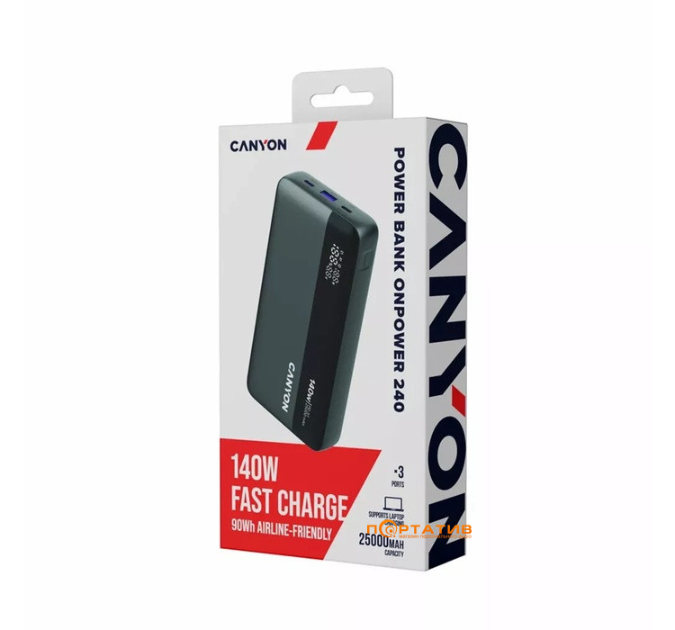 Внешний аккумулятор Canyon PB-240 25000mAh 140W Dark Grey (CNS-CPB240)