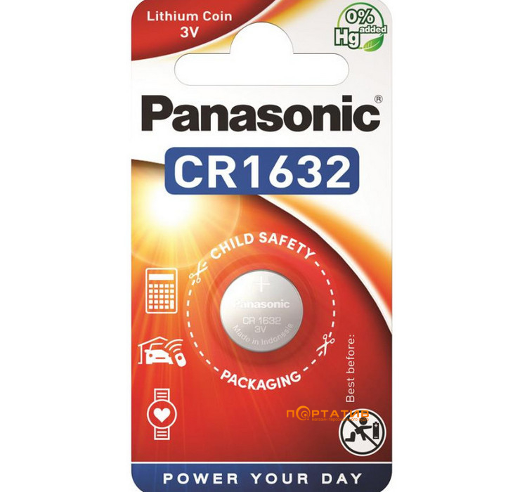 Батарейка Panasonic CR 1632 BLI 1 LITHIUM (CR-1632EL/1B)