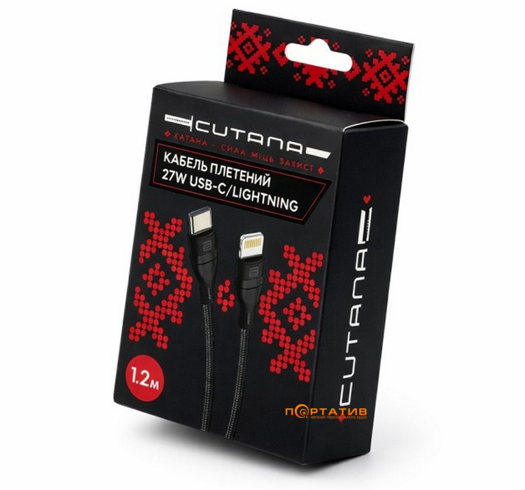 Кабель Cutana USB-C to Lightning Woven Cable Black 1.2m