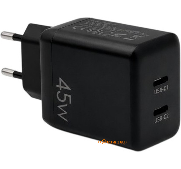 Зарядное устройство Cutana GaN 45W Dual Type-C Power Adapter Black