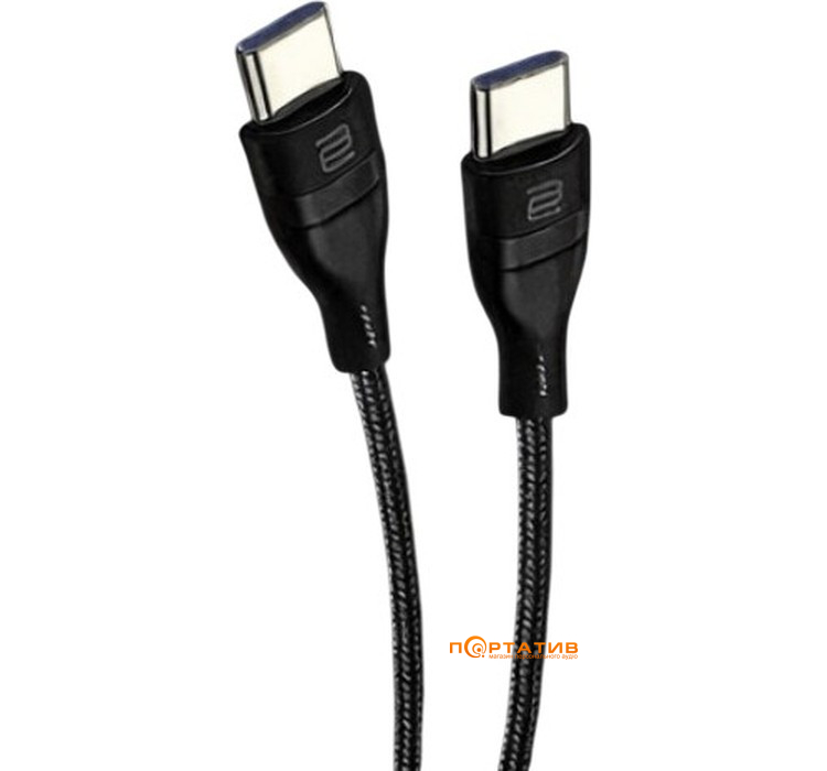 Кабель Cutana USB-C to USB-C 60W Woven Cable Black 1.2m
