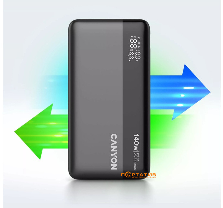 Внешний аккумулятор Canyon PB-240 25000mAh 140W Dark Grey (CNS-CPB240)