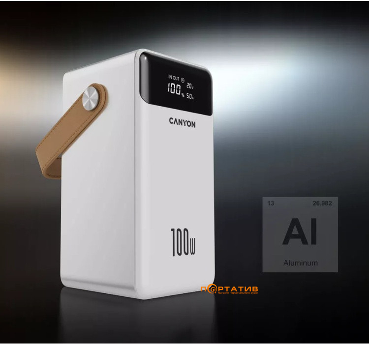 Зовнішній акумулятор Canyon OnPower 610 Metal 60000mAh PD100W White (CNS-CPB610W)