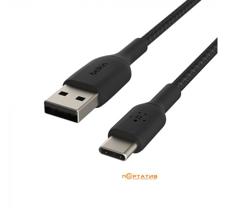 Belkin USB-A - USB-С Braided Cable 3 m Black (CAB002BT3MBK)