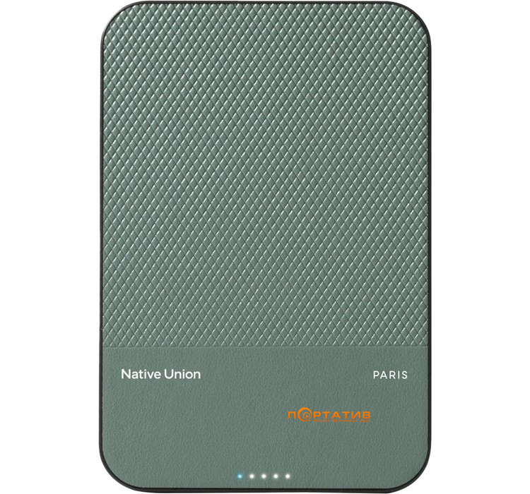 Зовнішній акумулятор Native Union (Re) Classic Magnetic 5 000mAh Slate Green (PB-5KMS-GRN)