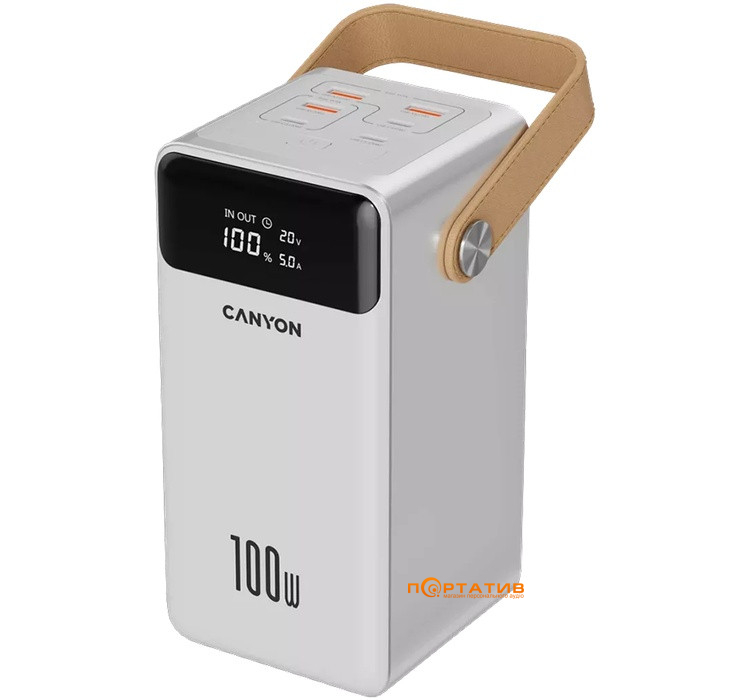 Зовнішній акумулятор Canyon OnPower 610 Metal 60000mAh PD100W White (CNS-CPB610W)
