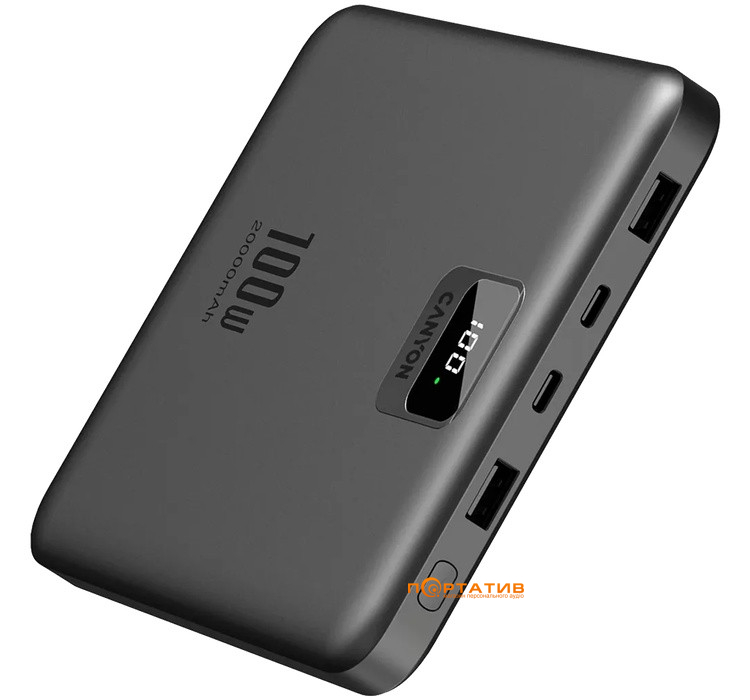 Зовнішній акумулятор Canyon PB-2008 20000mAh 100W Dark Grey (CNE-CPB2008DG)