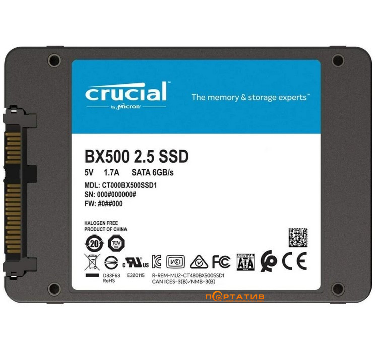 SSD накопичувач Crucial BX500 Series 240GB 2.5 SATAIII 3D NAND TLC (CT240BX500SSD1)