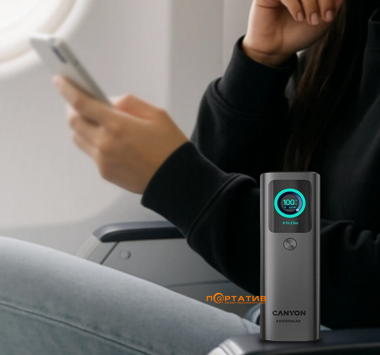 Зовнішній акумулятор Canyon OnPower 265 20000mAh 165W Dark Grey (CNS-CPB265DG)