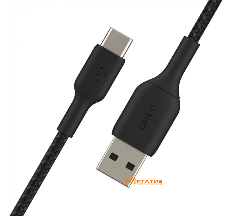 Belkin USB-A - USB-С Braided Cable 2 m Black (CAB002BT2MBK)