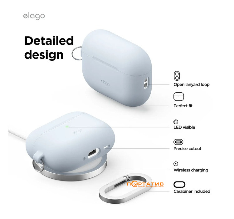 Чохол Elago Silicone Hang Light Blue for Airpods Pro 3rd Gen (EAPP3SC-HANG-LBL)