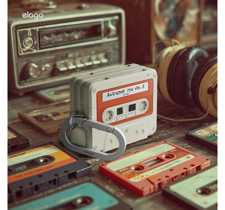Чехол Elago Cassette Tape Hang Classic White/Red for Airpods Pro 3rd Gen (EAPP3TAPE-HANG-CWHRD)
