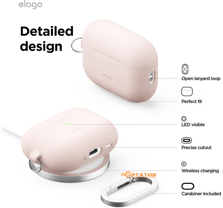Чохол Elago Silicone Hang Sand Pink for Airpods Pro 3rd Gen (EAPP3SC-HANG-SPK)