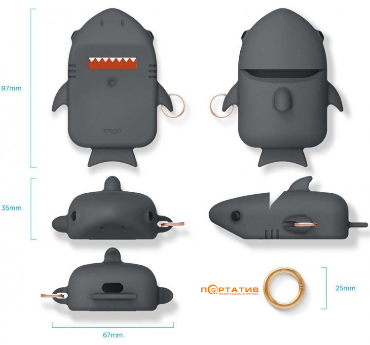 Elago Shark Case for Airpods Dark Grey (EAP-SHARK-DGY)