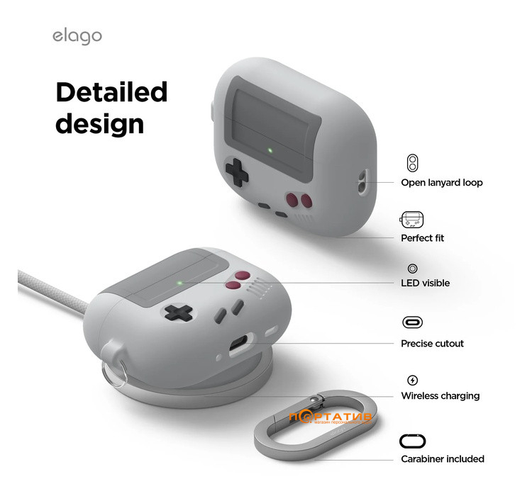 Чехол Elago AW5 Hang Case Grey for Airpods Pro 3rd Gen (EAPP3AW5-HANG-LGY)