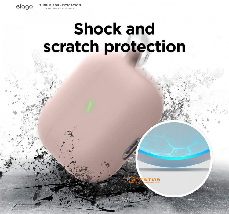 Elago Liquid Hybrid Case with Keychain Lovely Pink for Airpods 3rd Gen (EAP3RH-HANG-LPK)