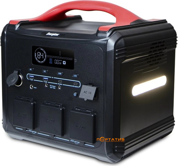 Портативна зарядна станція Energizer PPS1100W2F - 1102Wh 1200W/100W PD/2xUSB/2xDC/1xCar/MPPT