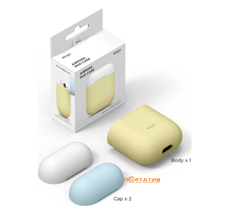 Чохол Elago Duo Case for Airpods Yellow / White / Pastel Blue (EAPDO-YE-WHPBL)