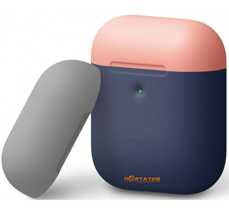 Elago A2 Duo Case for Airpods with Wireless Indigo/Peach/Medium Grey (EAP2DO-JIN-PEMGY)