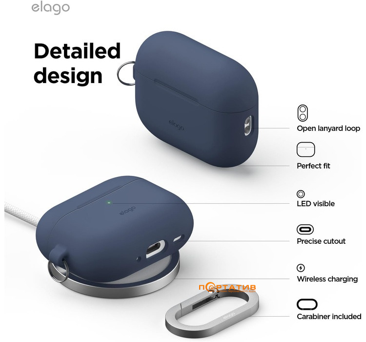 Чохол Elago Silicone Hang Jean Indigo for Airpods Pro 3rd Gen (EAPP3SC-HANG-JIN)
