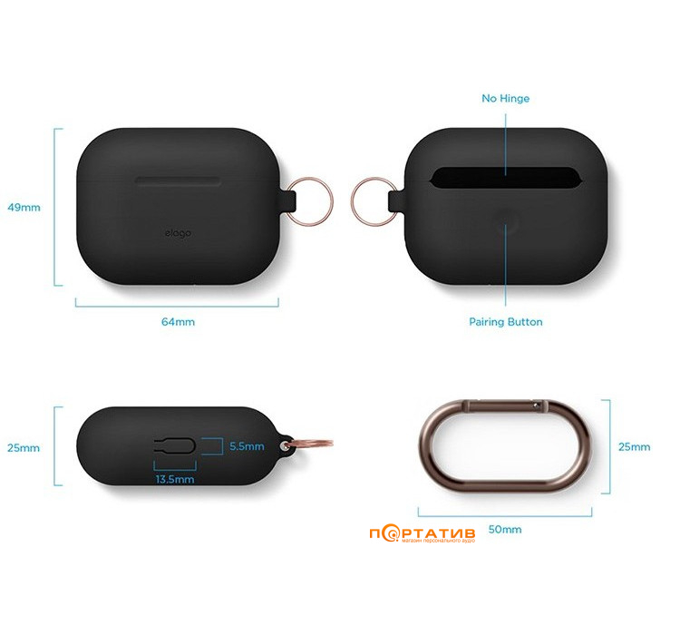 Чохол Elago Hang Original Case for Airpods Pro Black (EAPPOR-HANG-BK)