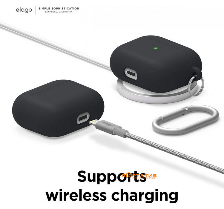 Чехол Elago Liquid Hybrid Case with Keychain Black for Airpods 3rd Gen (EAP3RH-HANG-BK)