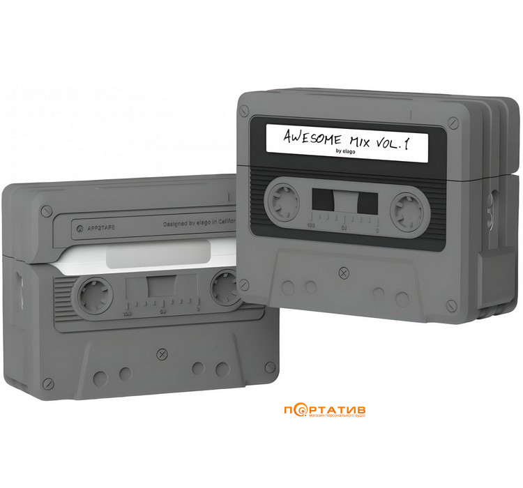 Elago Cassette Tape Case Black for Airpods Pro 2nd Gen (EAPP2TAPE-BK+STR-BK)
