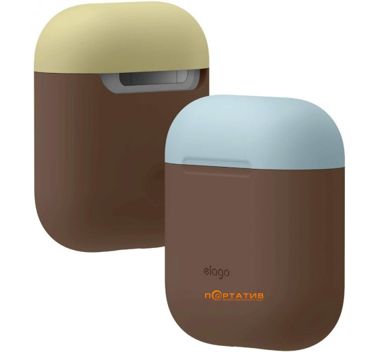 Чохол Elago Duo Case for Airpods Dark Brown / Pastel Blue / Yellow (EAPDO-DBR-YEPBL)