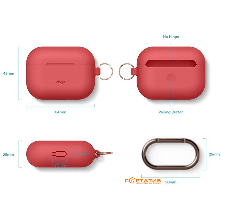 Чохол Elago Hang Original Case for Airpods Pro Red (EAPPOR-HANG-RD)