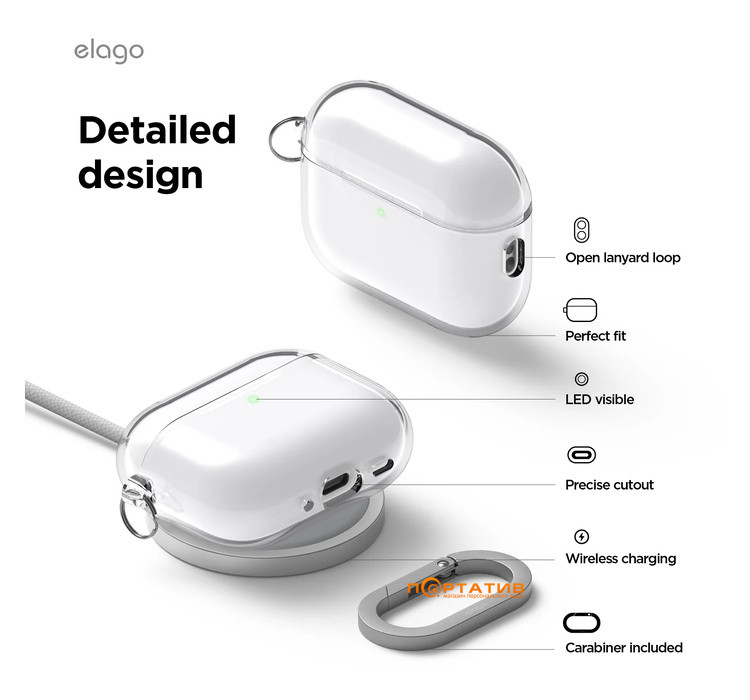 Чехол Elago Clear Hang Case Clear for Airpods Pro 3rd Gen (EAPP3CL-HANG-TR)